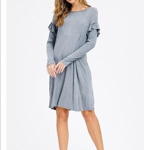 Stone grey ribbed midi dress